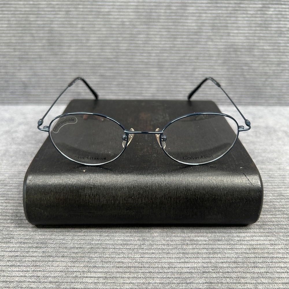 Calvin Klein 545 Blue Titanium Oval Y2k Eyeglasses Frames 47-19-140 Japan